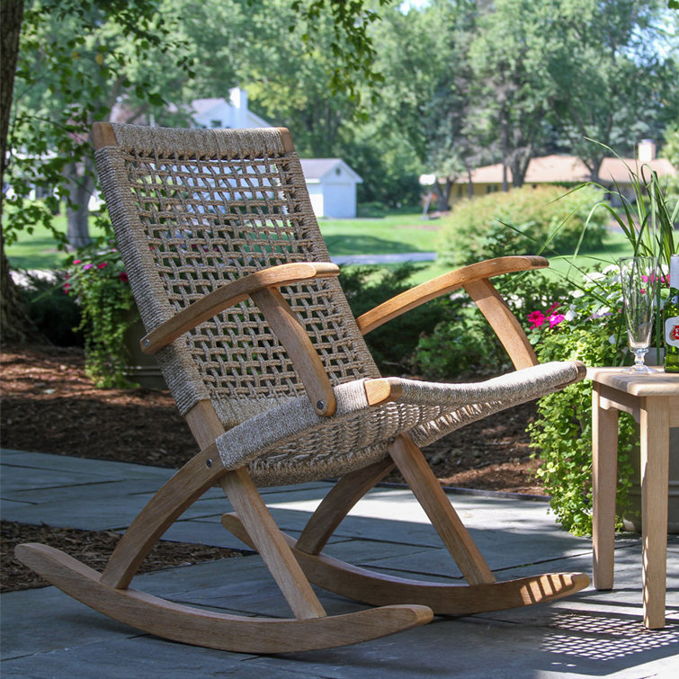 Outdoor Brayson Rocking Solid Wood Chair Color Light Brown Wheat